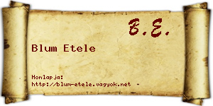 Blum Etele névjegykártya